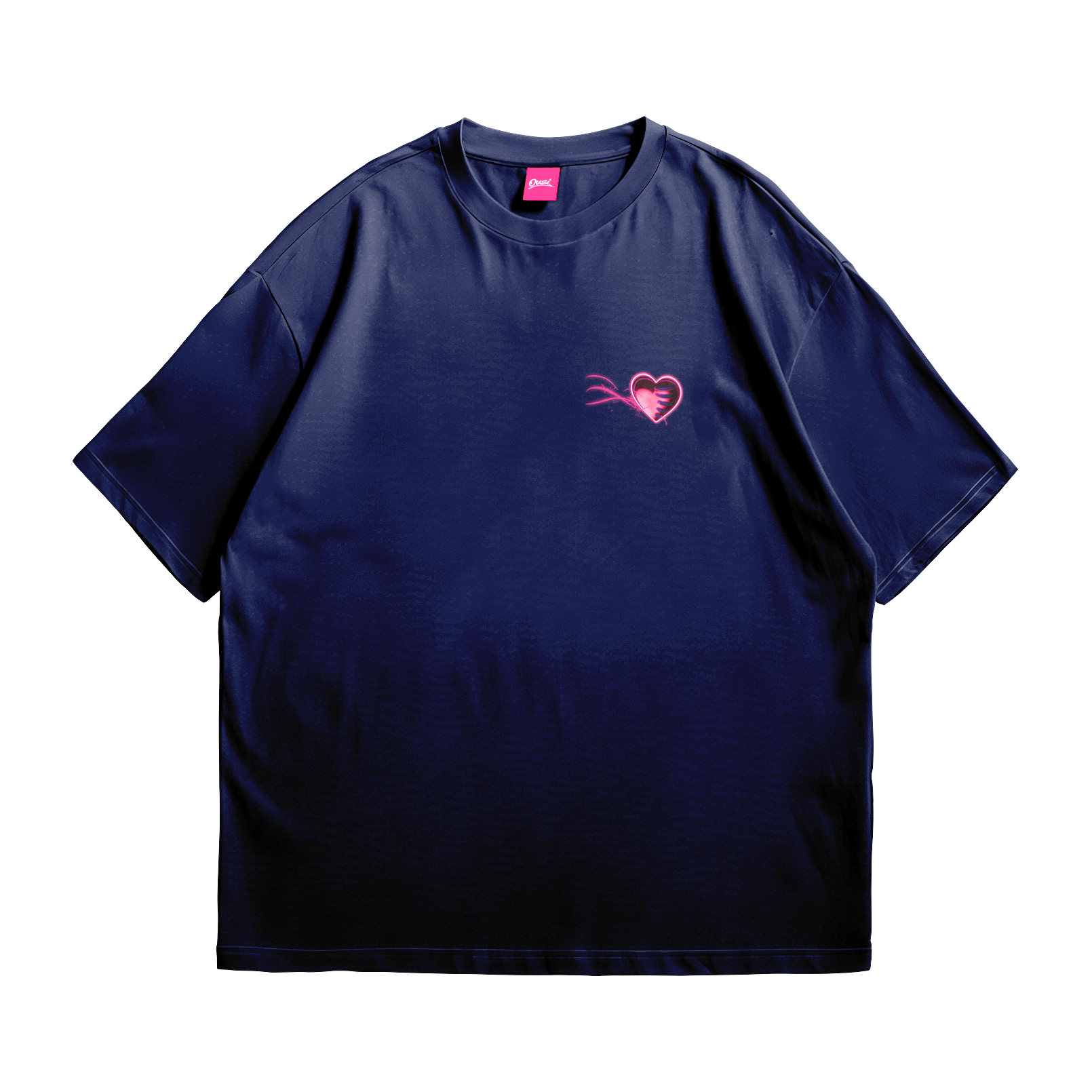 Navy “Heart Motion” Oversize Tee - PRE-ORDER – Omar Courtz Merch